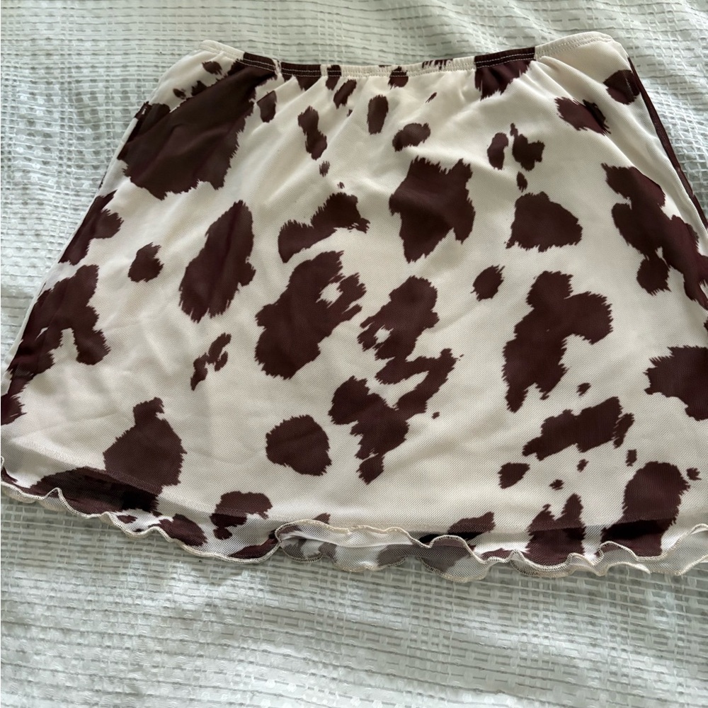 See You Monday Cream and Brown Mini Skirt